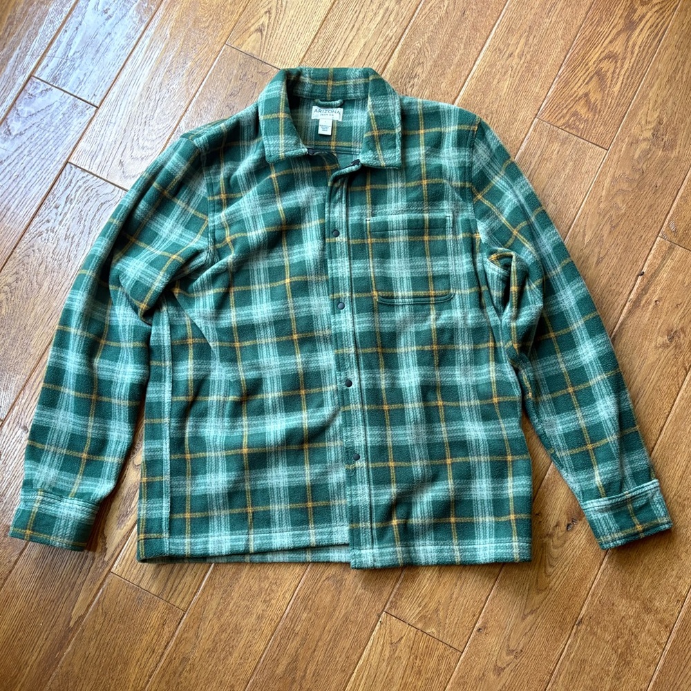 Arizona Jean Co. Green & Yellow Plaid Flannel Shirt - Size L